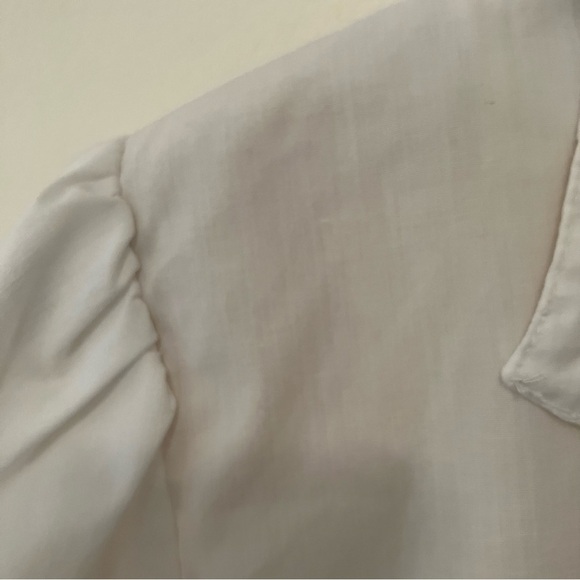 VTG Women’s Sz. 6 White Button Down Shirt Tapered Pleated Waist Puff Sleeve Prep - Picture 4 of 8